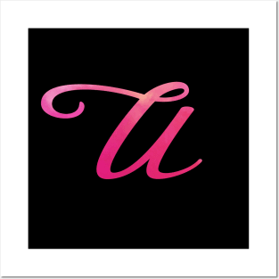 Letter U Monogram, Pink Color Personalized Design Posters and Art